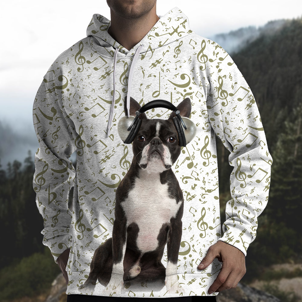 Great Music With Boston Terrier Unisex Hoodie