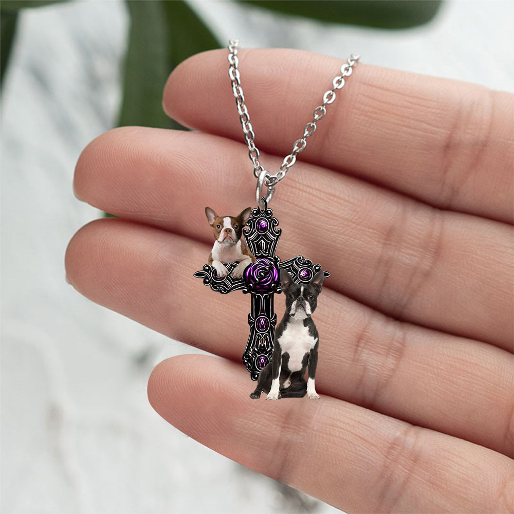 Boston Terrier Pray For God Stainless Steel Necklace