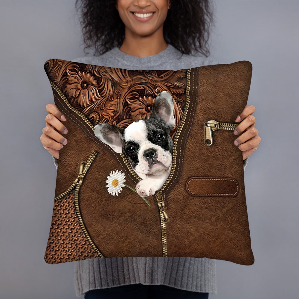 Border Terrier Holding Daisy Pillow Case