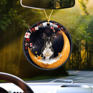 Boston Terrier Fashion Moon Car Hanging Ceramic Ornament