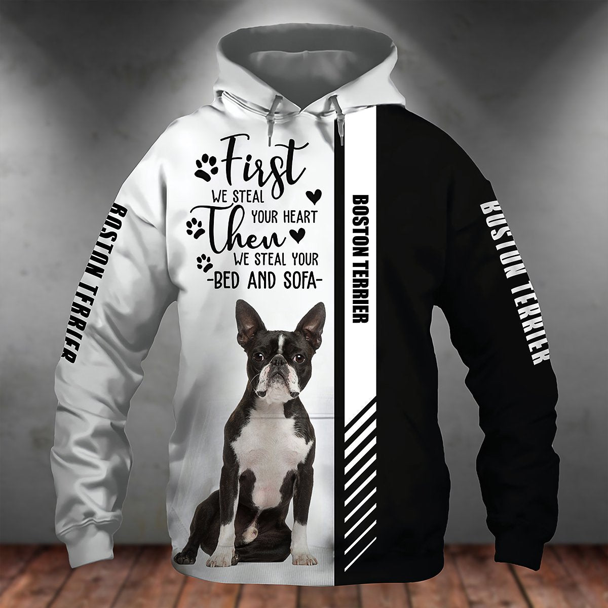 Boston Terrier-First We Steal Your Heart Unisex Hoodie