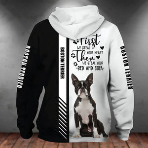 Boston Terrier-First We Steal Your Heart Unisex Hoodie