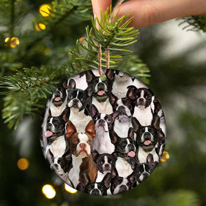 A Bunch Of Boston Terriers Porcelain/Ceramic Ornament
