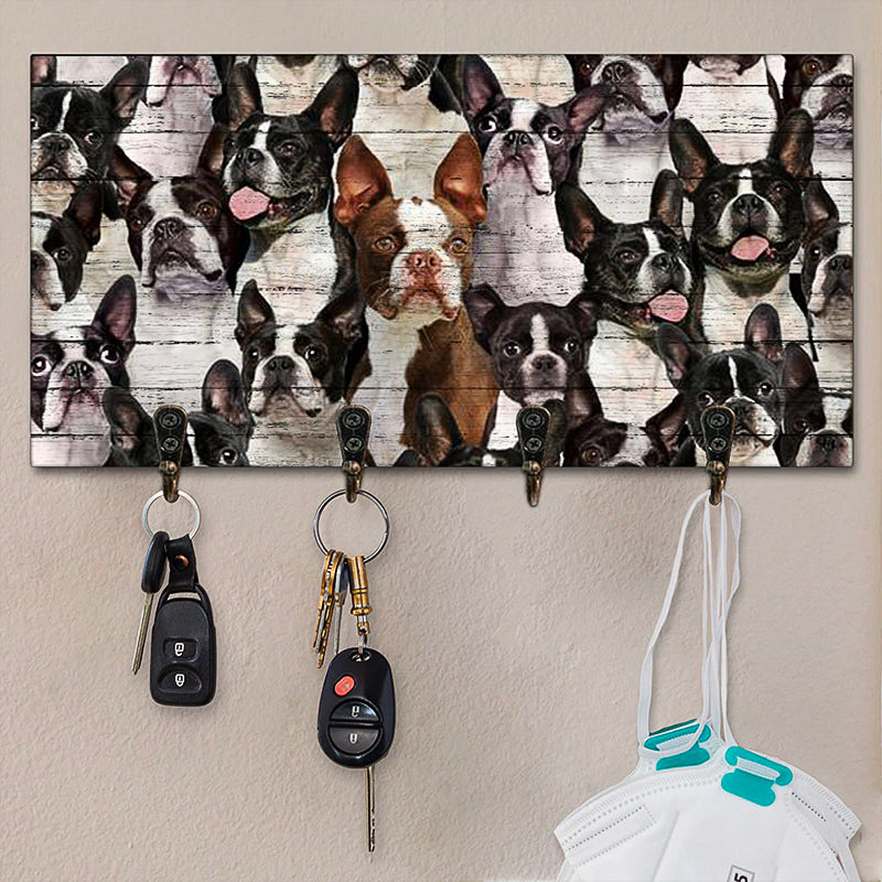 A Bunch Of Boston Terriers Key Hanger
