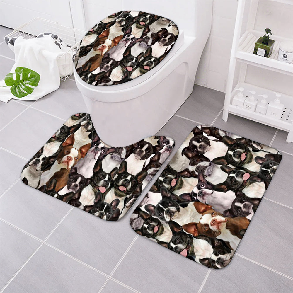 A Bunch Of Boston Terriers Bathroom Mat Set