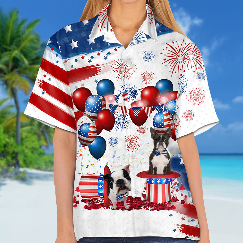 Boston terrier Independence Day Hawaiian Shirt