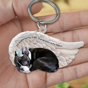 Boston Terrier Sleeping Angel - Forever In My Heart Acrylic Keychain