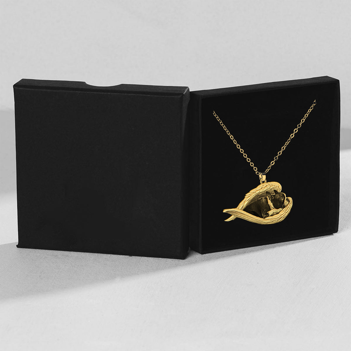 Boston terrier Sleeping Angel Necklace