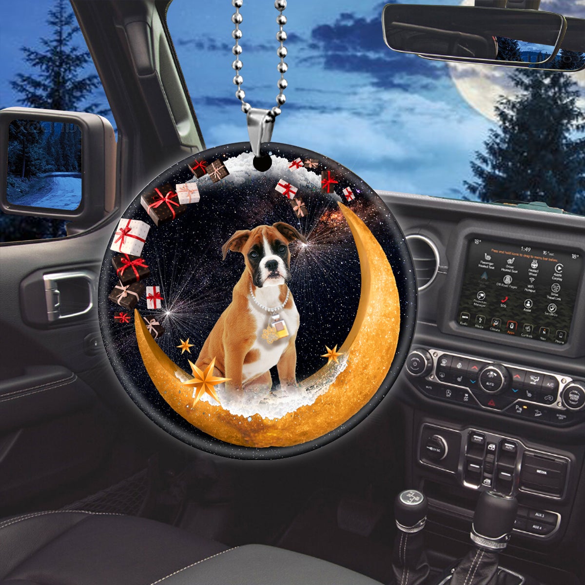 Boxer Fashion Moon Car Hanging Ceramic Ornament
