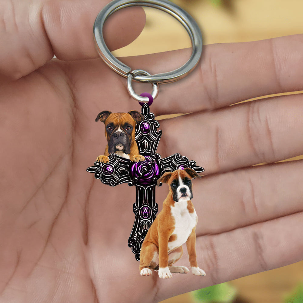 Boxer Pray For God Acrylic Keychain