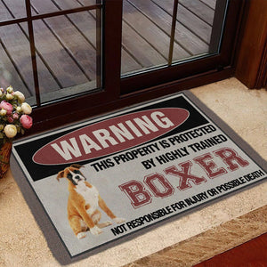 THIS PROPERTY IS PROTECTED BY HIGHLY TRAINED Boxer Doormat