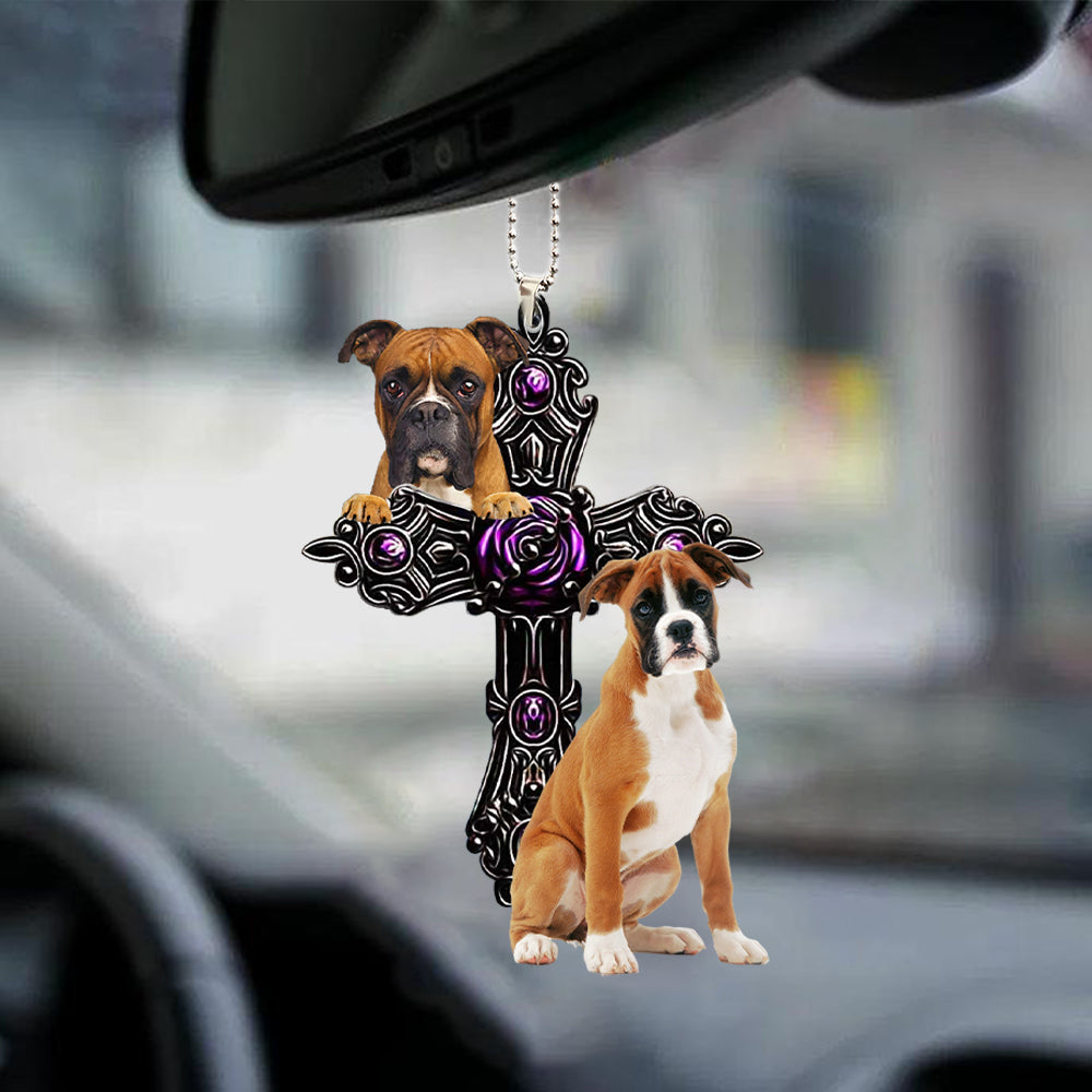 Boxer Pray For God Car Hanging Ornament