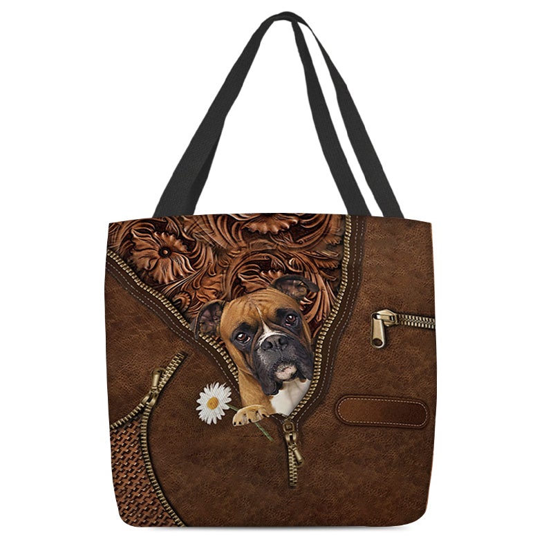 Boxer Holding Daisy Tote Bag