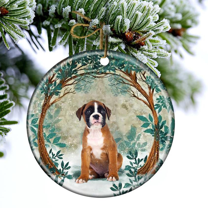 Boxer Among Forest Porcelain/Ceramic Ornament
