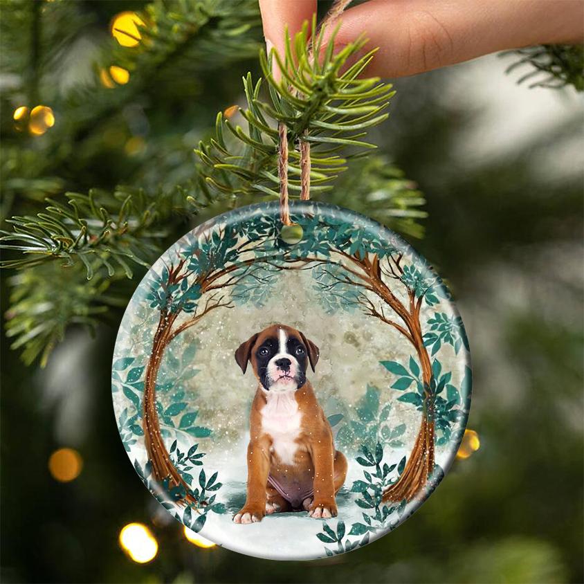 Boxer Among Forest Porcelain/Ceramic Ornament