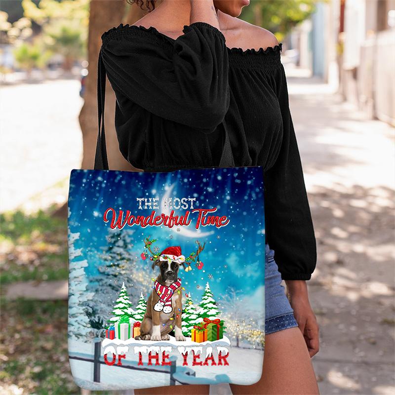 Boxer Christmas Tote Bag
