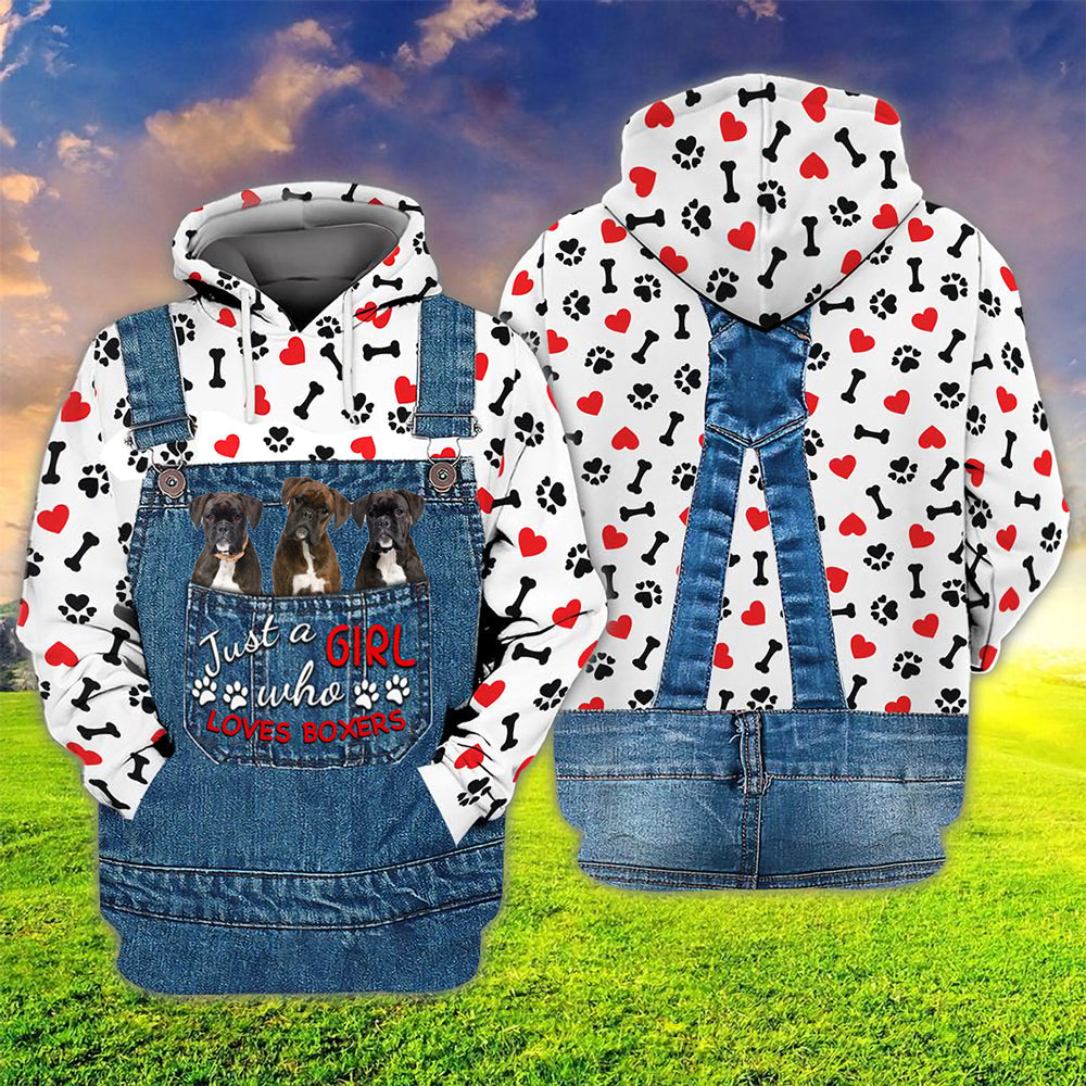 Just A Girl Who Loves Boxer Hoodie For Dog Lovers