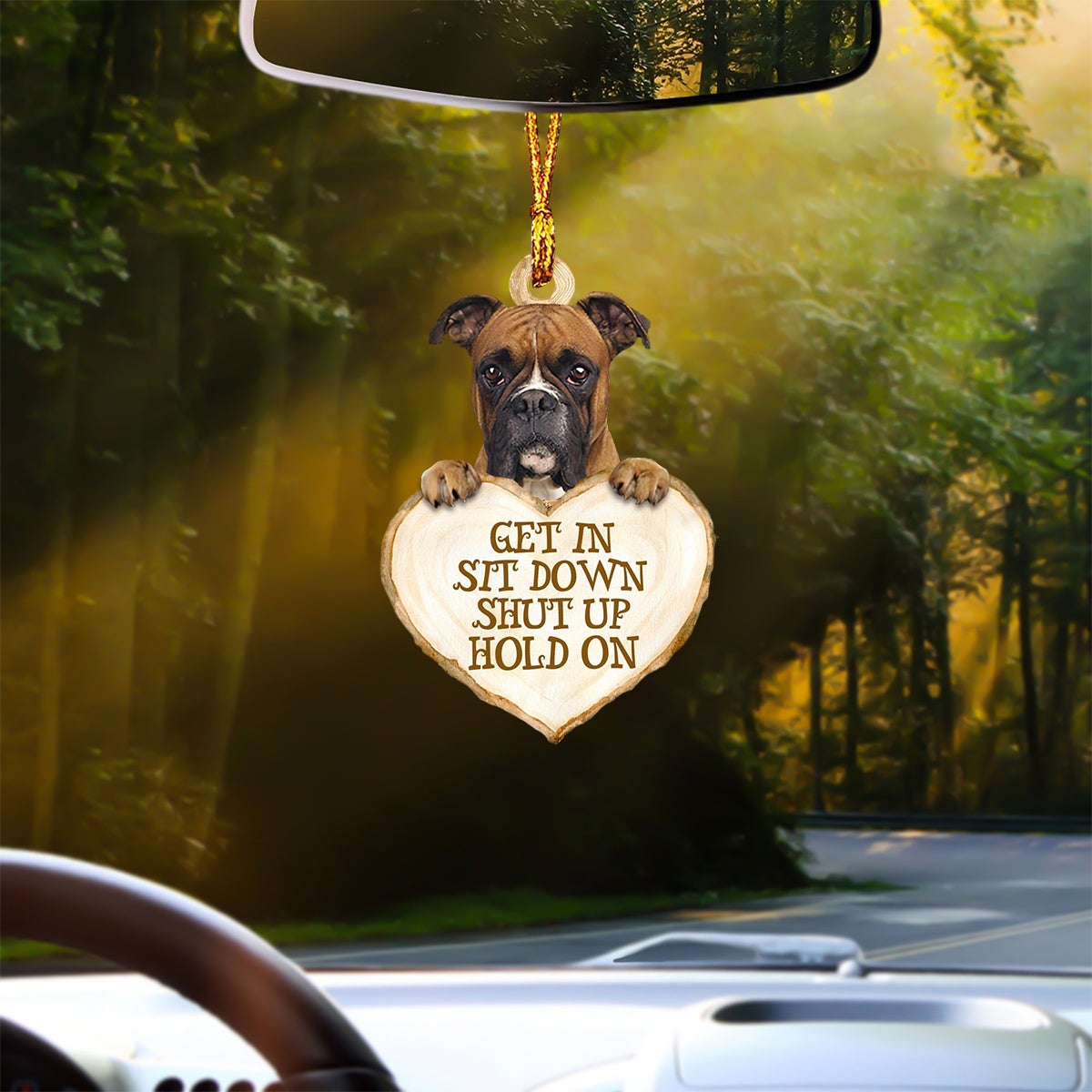 Boxer Heart Shape Get In Car Hanging Ornament