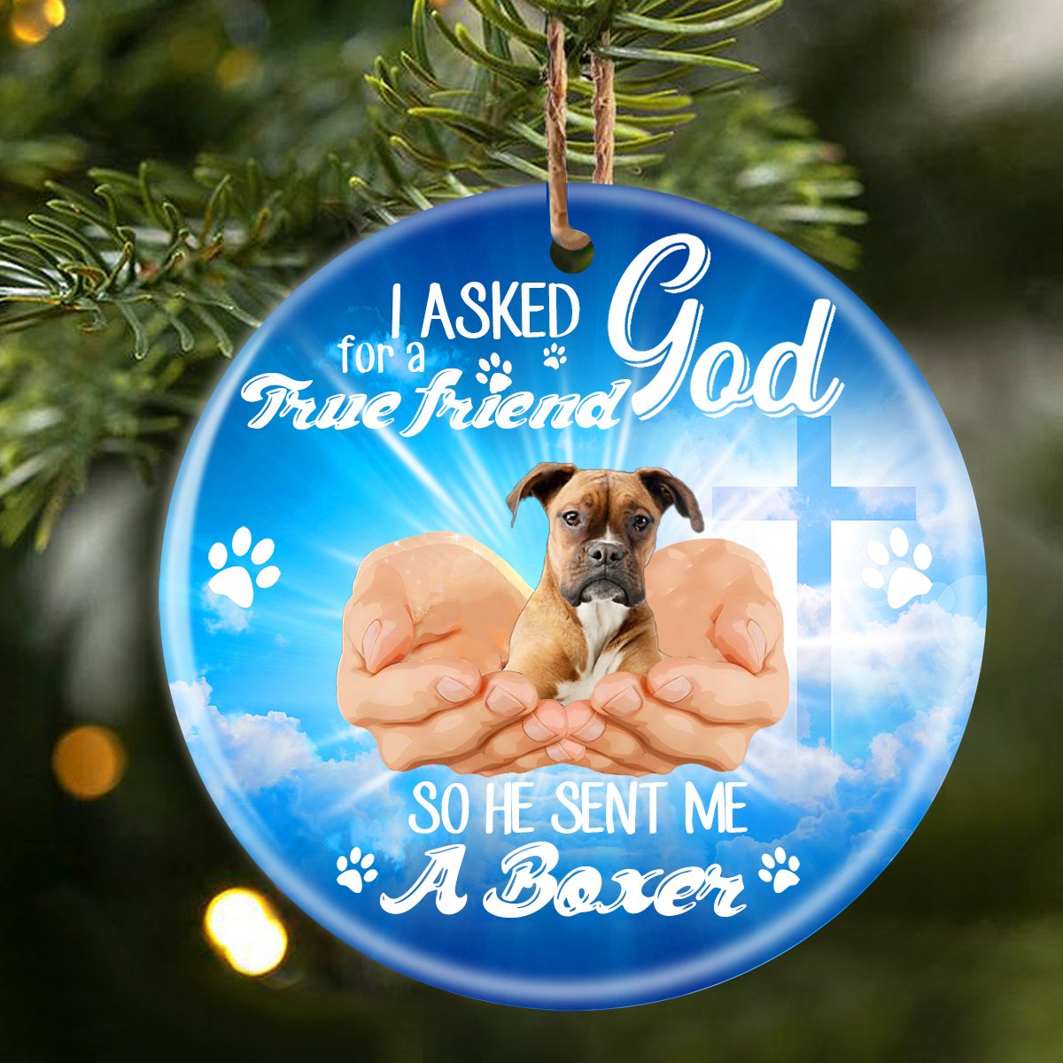 God Send Me A/An Boxer Porcelain/Ceramic Ornament