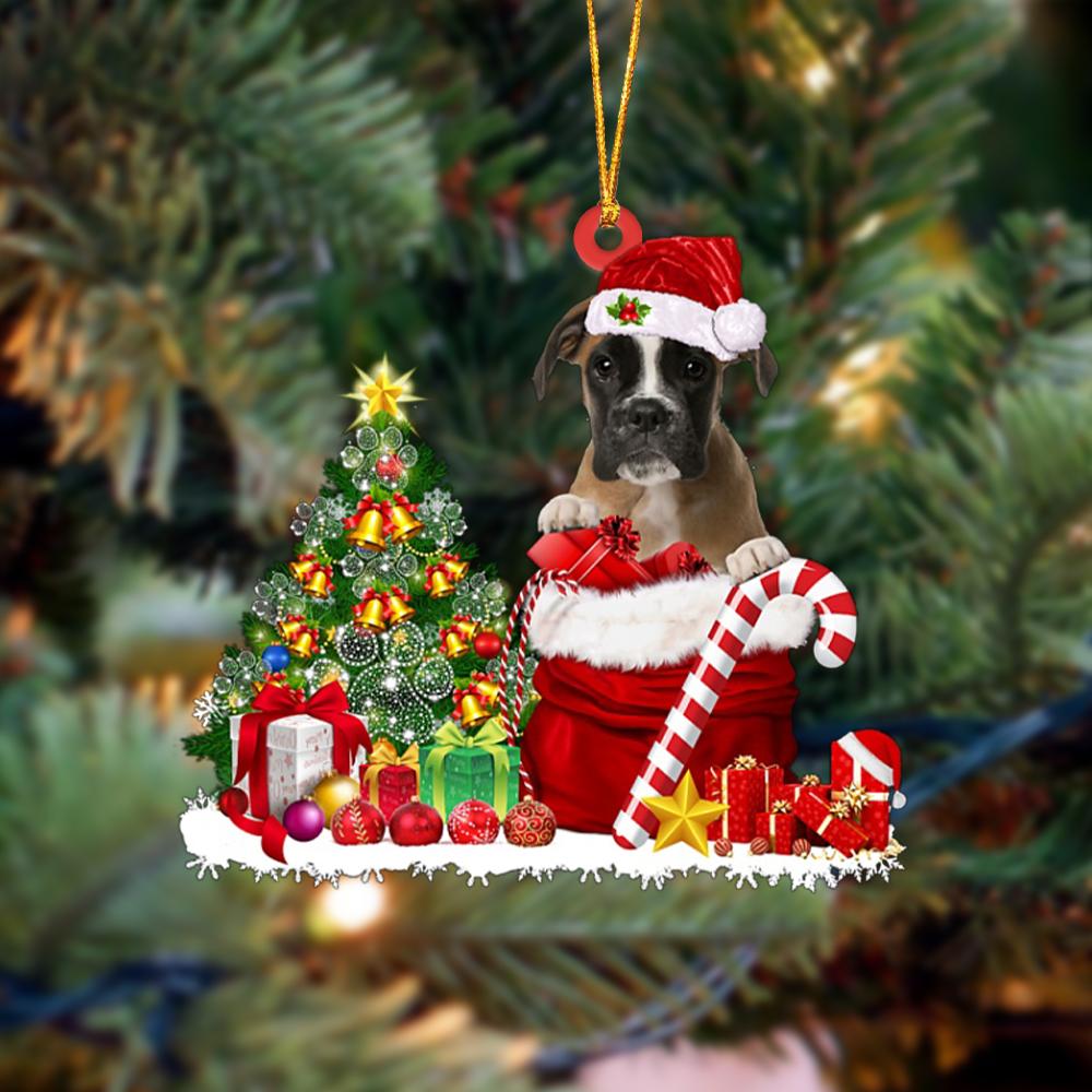 Boxer Gift Bag Merry Christmas Ornament