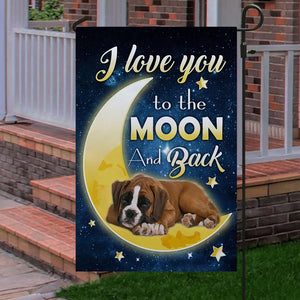 Boxer I Love You To The Moon And Back Garden Flag