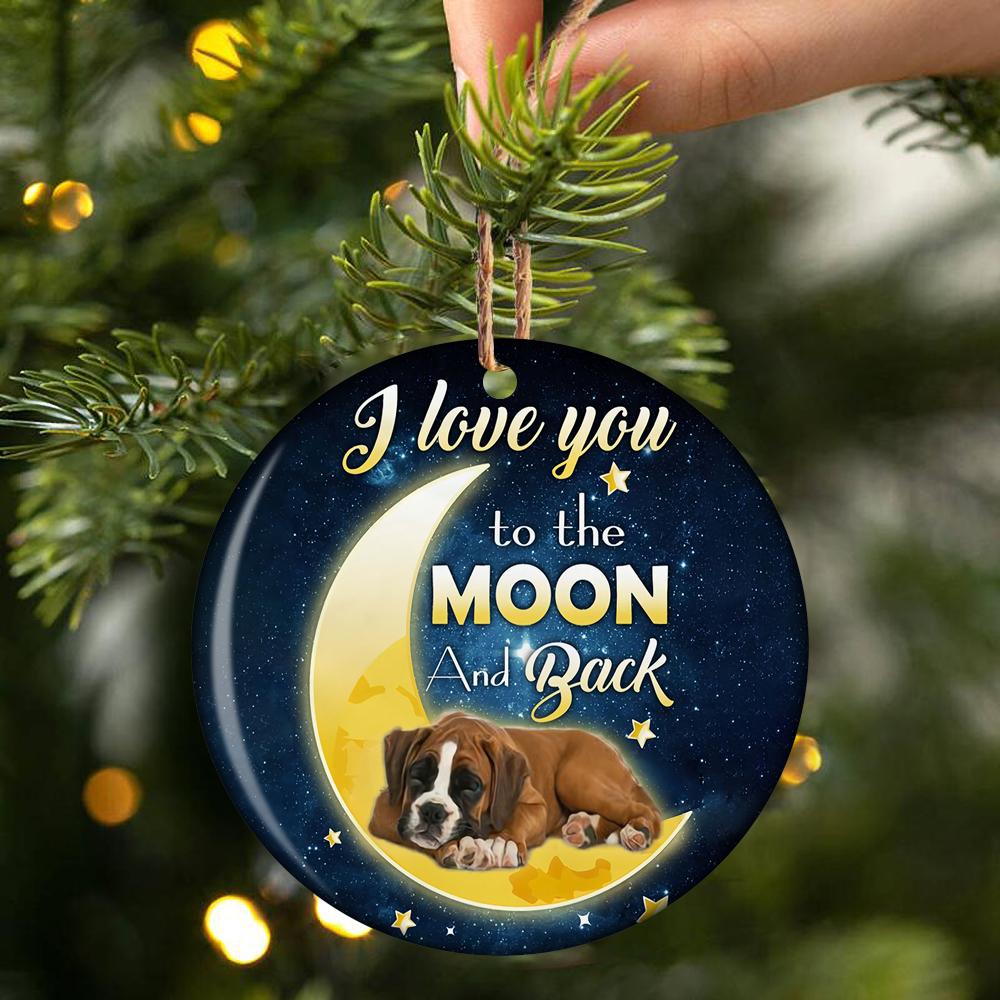Boxer I Love You To The Moon And Back Porcelain/Ceramic Ornament