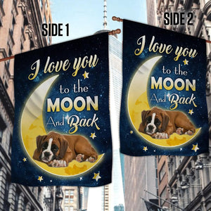 Boxer I Love You To The Moon And Back Garden Flag