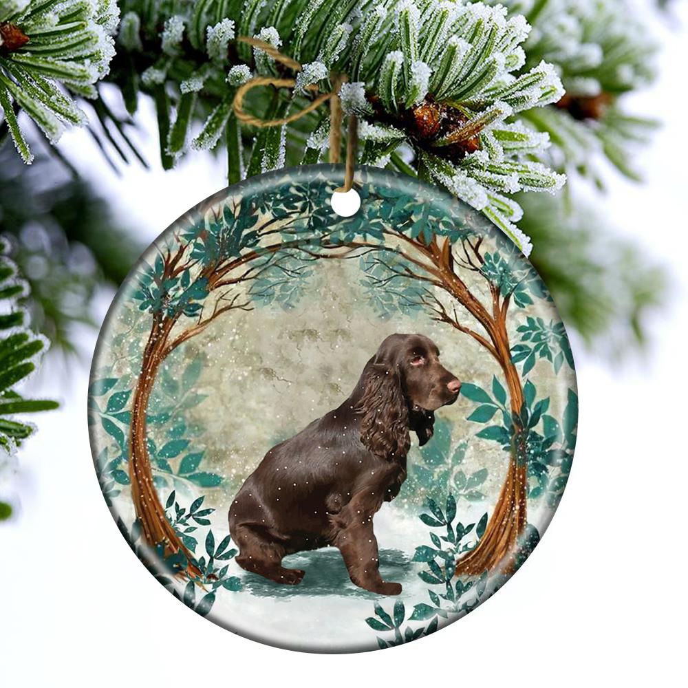 Boykin Spaniel Pinscher Among Forest Porcelain/Ceramic Ornament