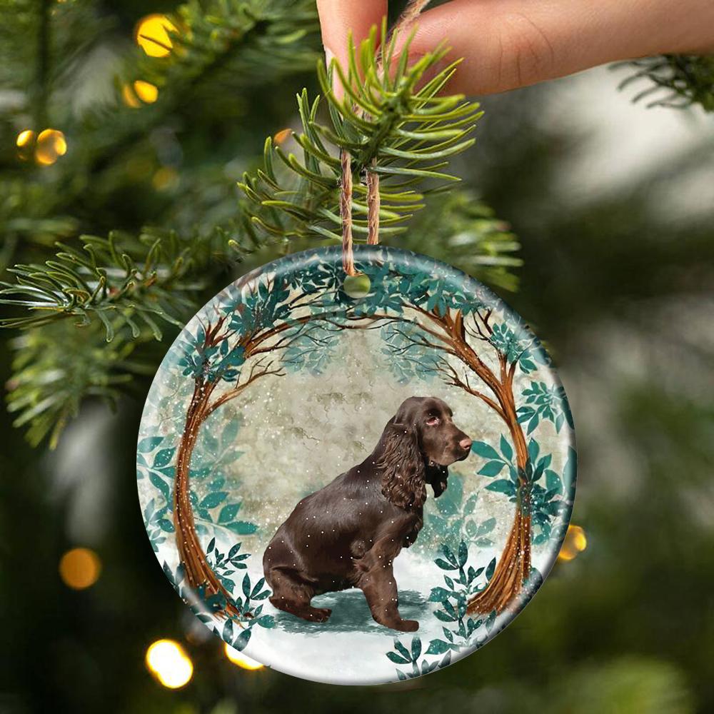 Boykin Spaniel Pinscher Among Forest Porcelain/Ceramic Ornament