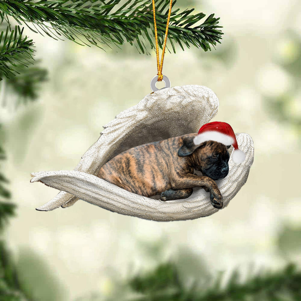Brindle Boxer1 Sleeping Angel Christmas Ornament