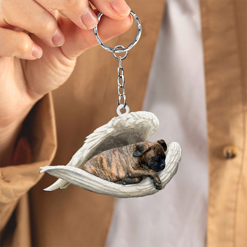 Brindle Boxer1 Sleeping Angel Acrylic Keychain
