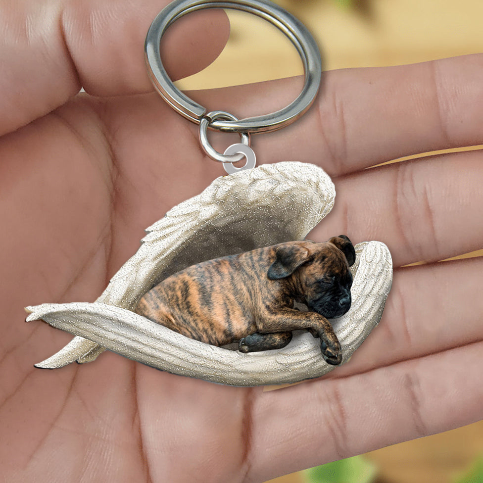 Brindle Boxer1 Sleeping Angel Acrylic Keychain