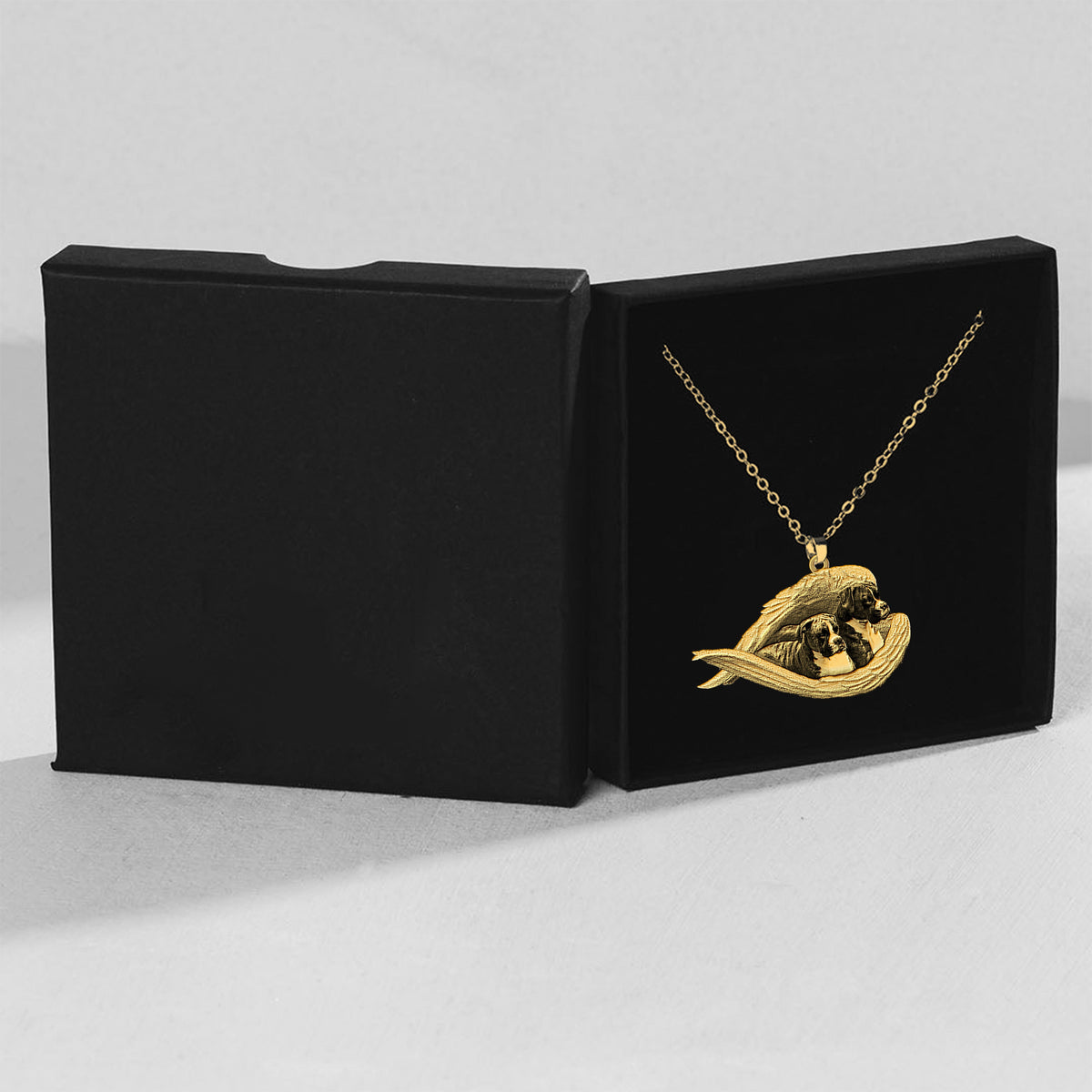 Brindle Boxer Sleeping Angel Necklace