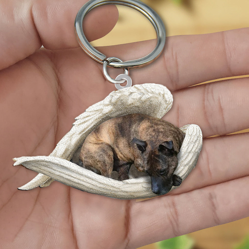 Brindle Staffy1 Sleeping Angel Acrylic Keychain