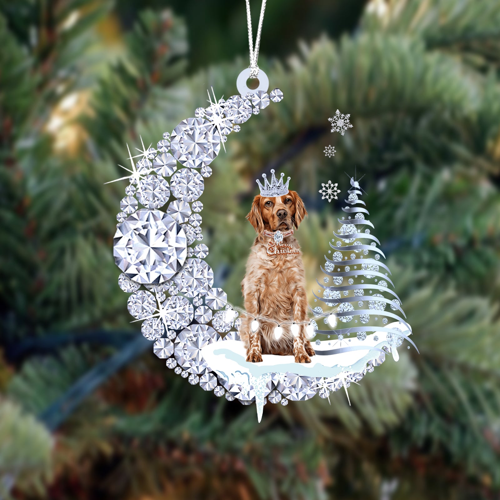 Brittany (2)Diamond Moon Merry Christmas Ornament