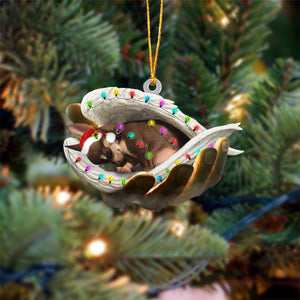 Brown chihuahua Sleeping Angel In God Hand Christmas Ornament