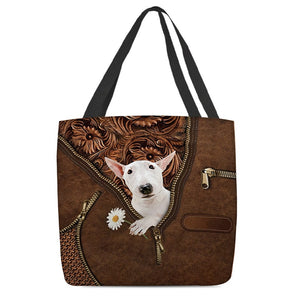 Bull Terrier 2 Holding Daisy Tote Bag