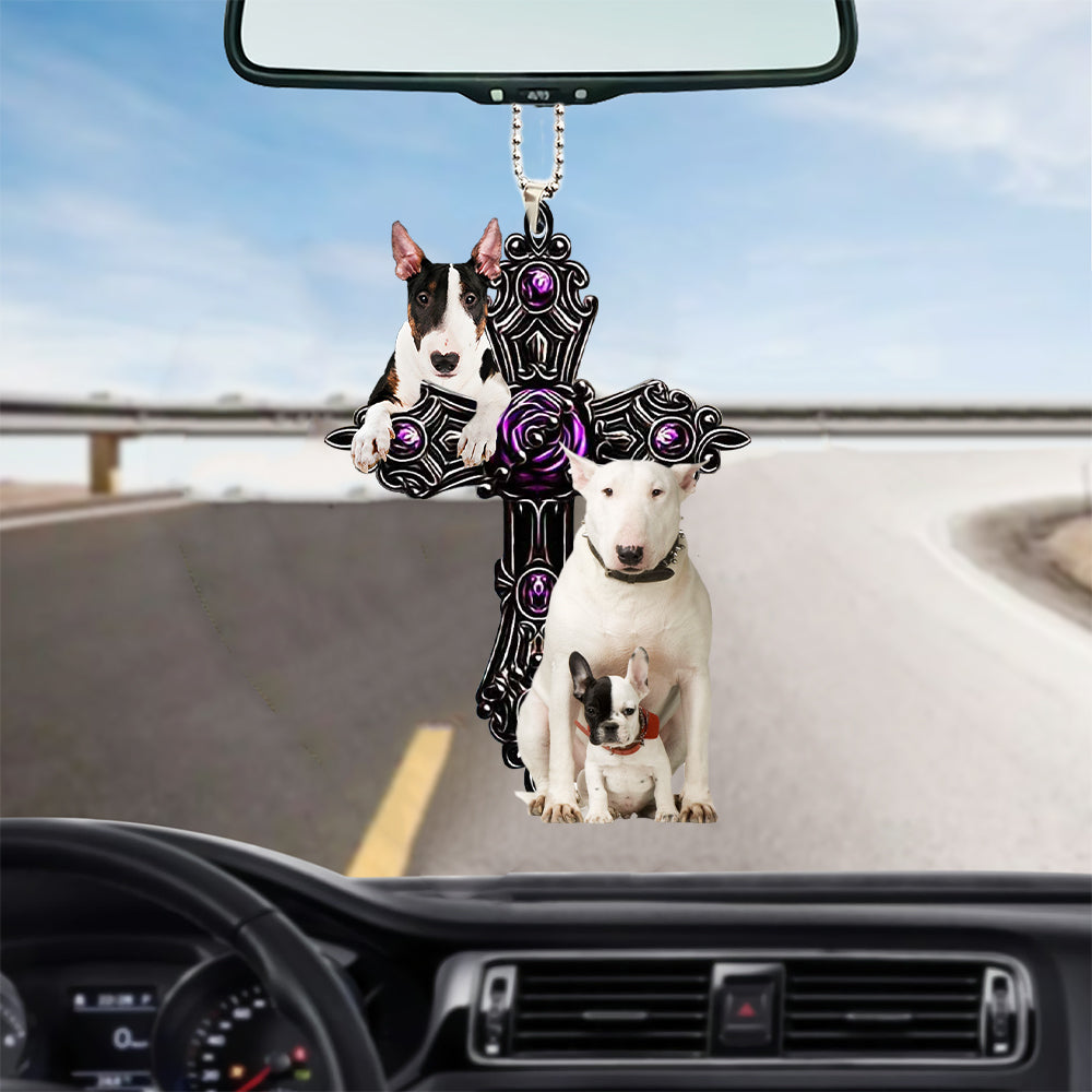 Bull Terrier Pray For God Car Hanging Ornament