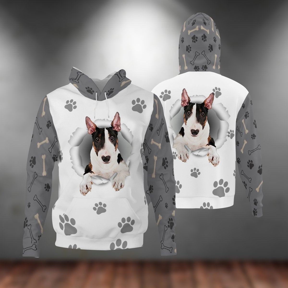 Bull Terrier-Paw Dog Unisex Hoodie