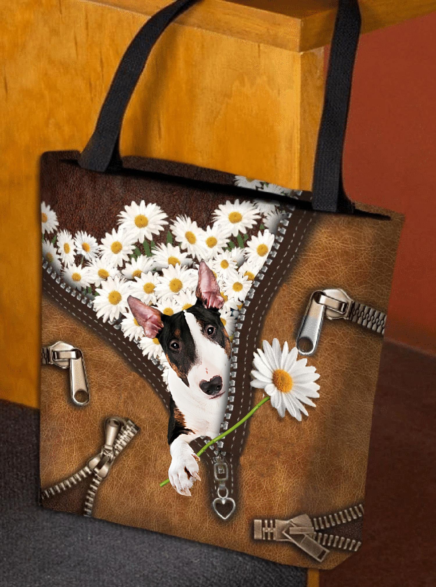 Bull Terrier Daisy Women Tote Bag