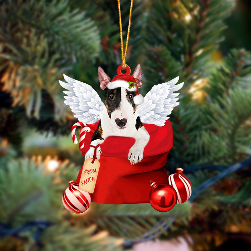 Bull Terrier Angel Gift From Santa Christmas Ornament