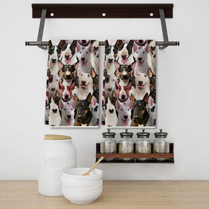 A Bunch Of Bull Terriers Kitchen Towel