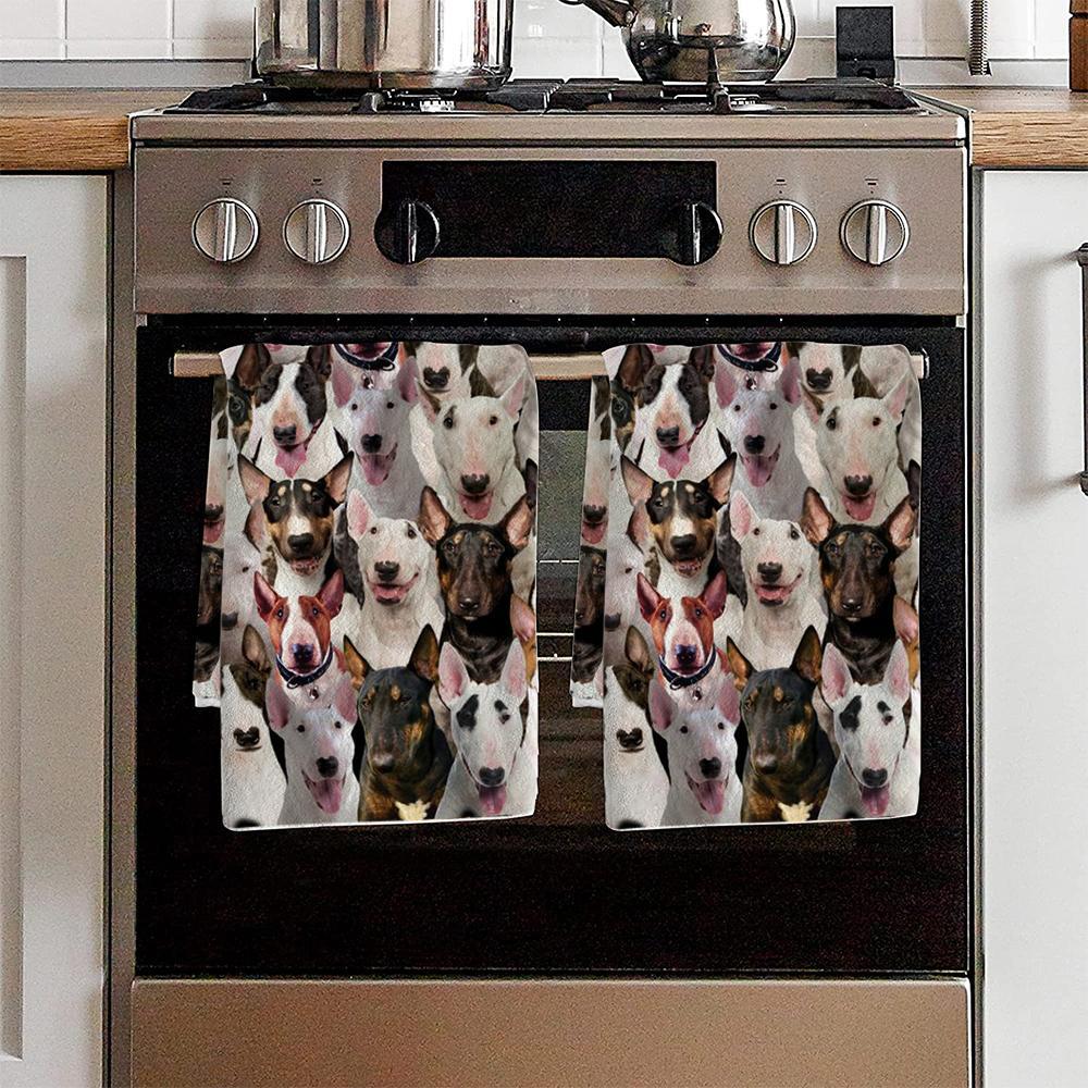 A Bunch Of Bull Terriers Kitchen Towel