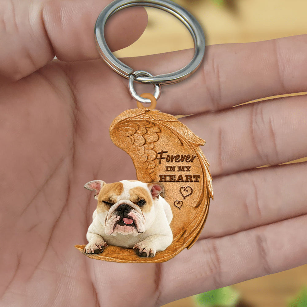 Bulldog Forever In My Heart Flat Acrylic Keychain