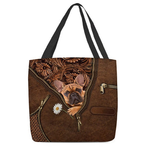 Bulldog 2 Holding Daisy Tote Bag
