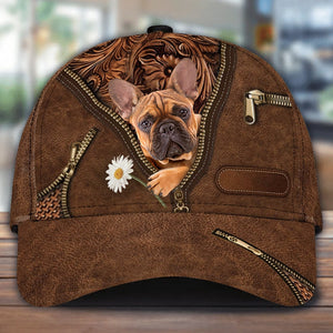 French Bulldog Holding Daisy Unisex Cap