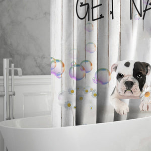 Bulldog03 Get Naked Daisy Shower Curtain