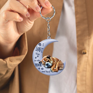 Bulldog I Love You To The Moon And Back Flat Acrylic Keychain
