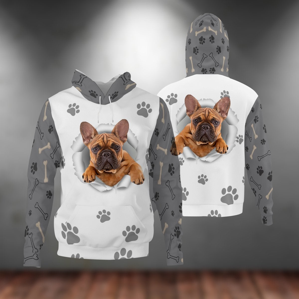 Bulldog-Paw Dog Unisex Hoodie