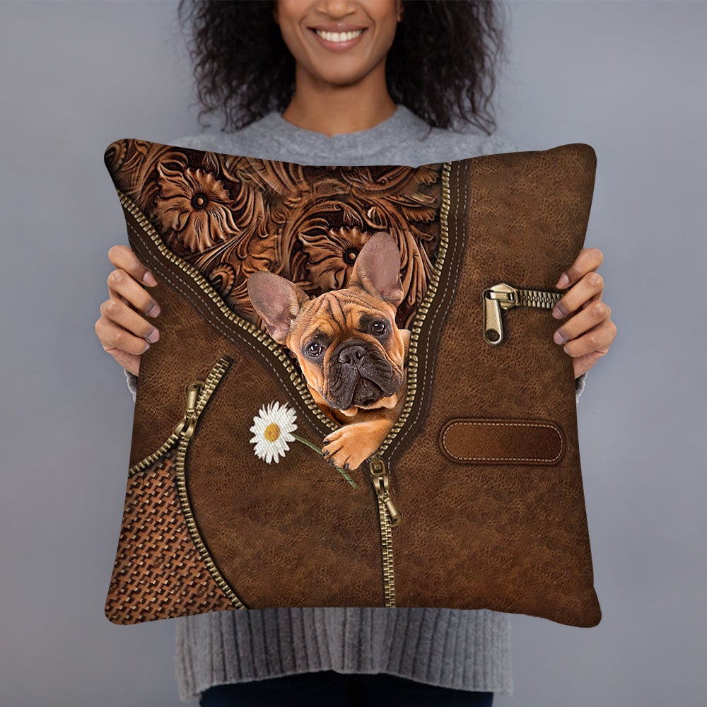 Bulldog 2 Holding Daisy Pillow Case